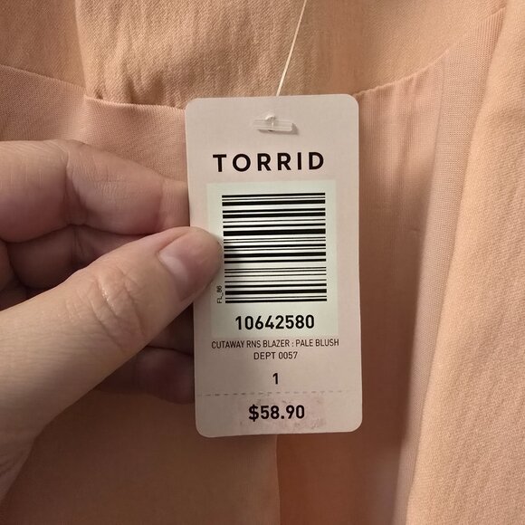 NWT Torrid Size 1 Pale Blush Pink Blazer - Picture 5 of 5